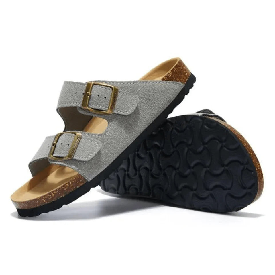 Sandalo in pelle scamosciata Tokio - Grigio chiaro
