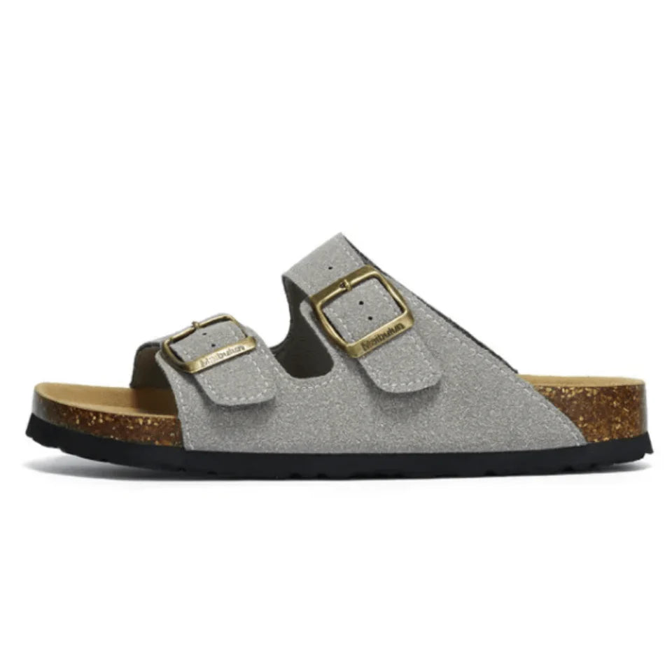Sandalo in pelle scamosciata Tokio - Grigio chiaro