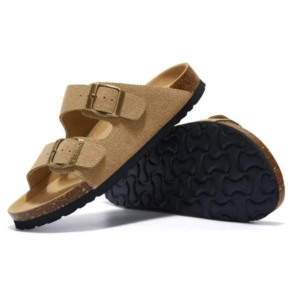Sandalo in pelle scamosciata Tokio - Marrone chiaro