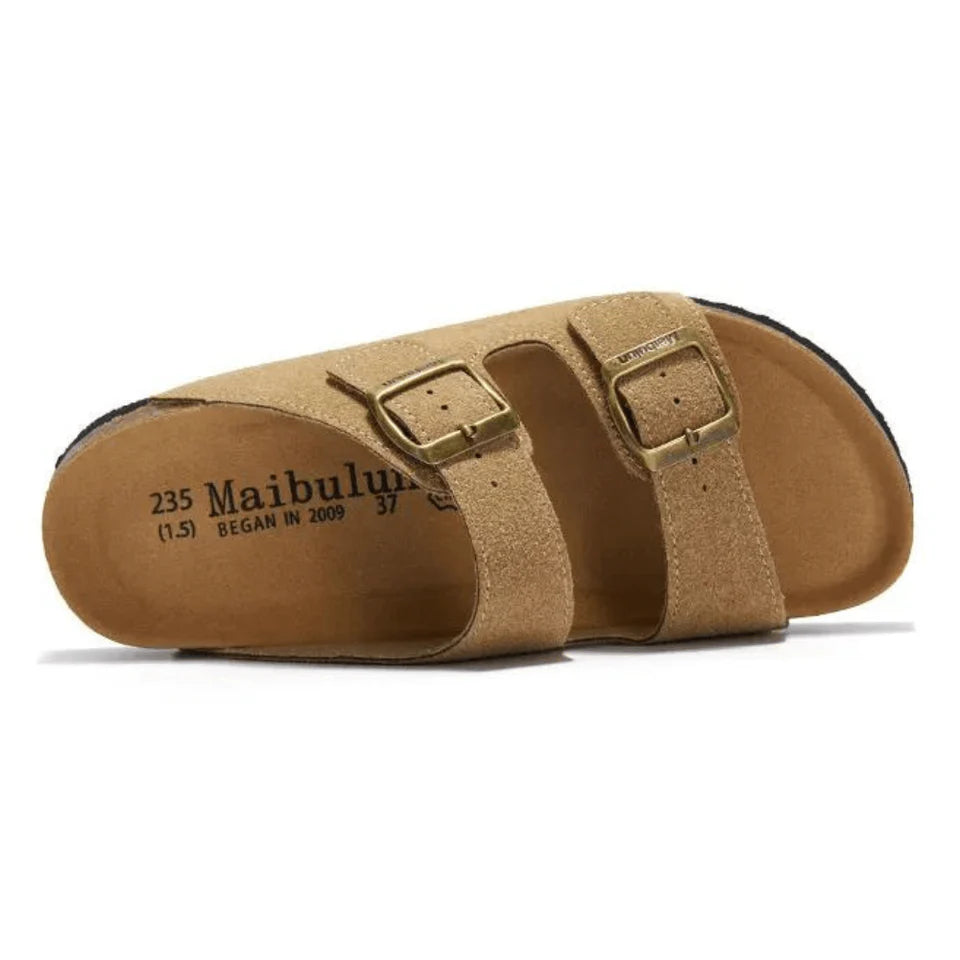 Sandalo in pelle scamosciata Tokio - Marrone chiaro