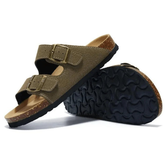 Sandalo in pelle scamosciata Tokio - Verde muschio