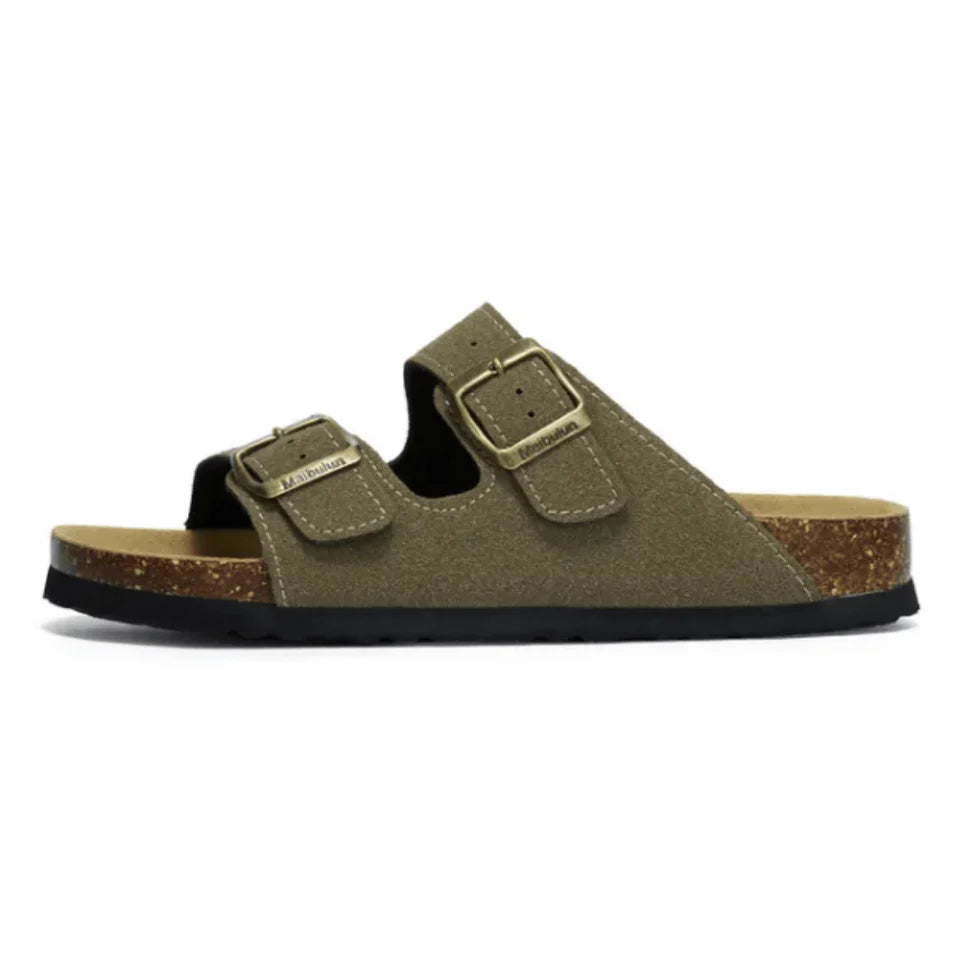 Sandalo in pelle scamosciata Tokio - Verde muschio