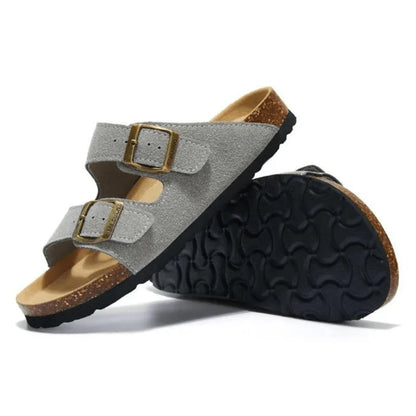 Sandalo in pelle scamosciata Tokio - Grigio chiaro 