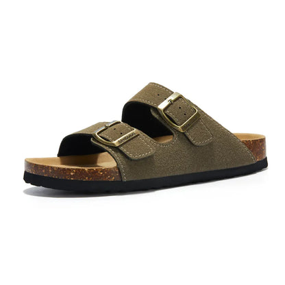 Sandalo in pelle scamosciata Tokio - Verde muschio 